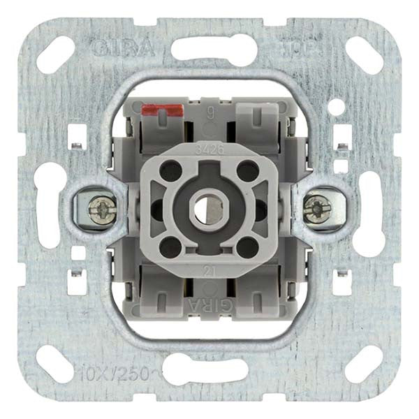 GIRA Inbouw basiselement wisselschakelaar 010600 - oude generatie incl. GIRA System 55 Bedieningswip enkel zuiverwit glans 029603 - oude generatie